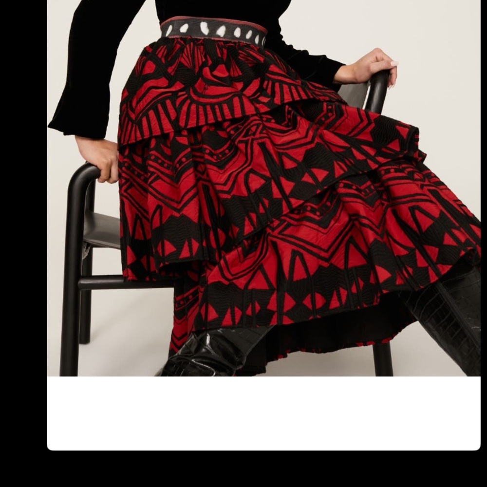 Stella Jean Tiered red & black skirt Sz 38 - Picture 3 of 7